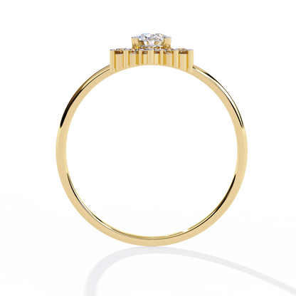 Oval And Round Cut Lab Grown Diamond Halo Solitaire Elegant Sparkling Prong Set Ring Gift For Annivrasry - HIGHCARAT DIAMONDS