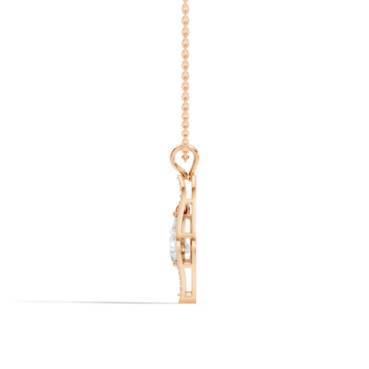 Pear & Round Shape Lab Grown Diamond 10k Solid Rose Gold Elegance Sparkle Diamond Pendant For You - HIGHCARAT DIAMONDS