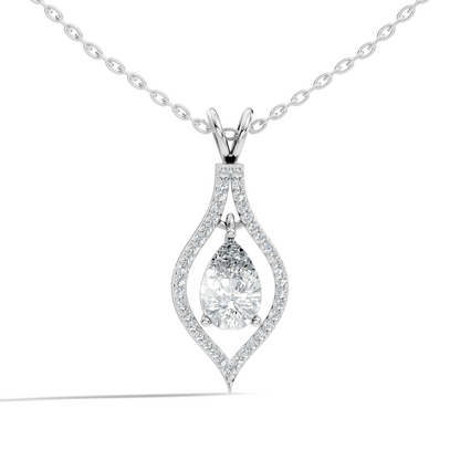 Pear & Round Shape Lab Grown Diamond 10k Solid Rose Gold Elegance Sparkle Diamond Pendant For You - HIGHCARAT DIAMONDS