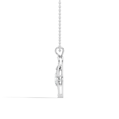 Pear & Round Shape Lab Grown Diamond 10k Solid Rose Gold Elegance Sparkle Diamond Pendant For You - HIGHCARAT DIAMONDS