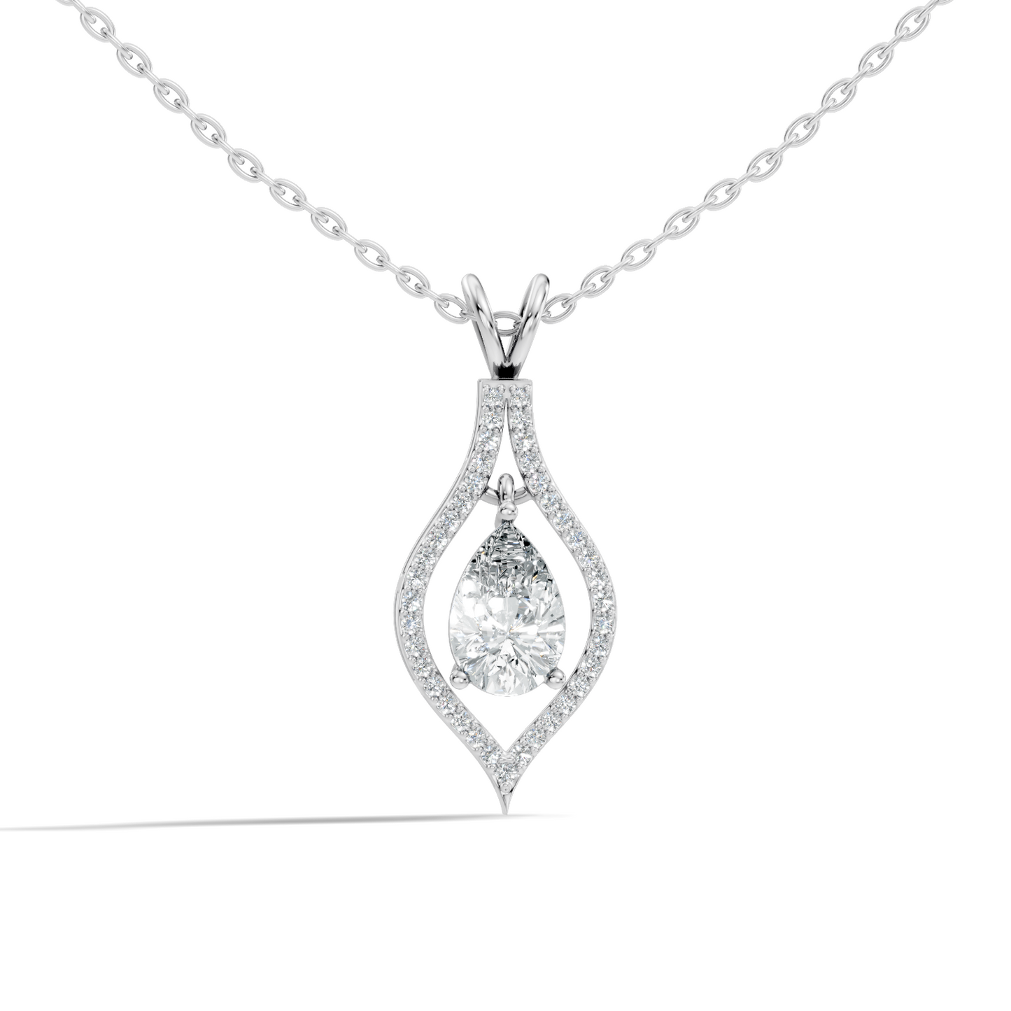 Pear & Round Shape Lab Grown Diamond 10k Solid Rose Gold Elegance Sparkle Diamond Pendant For You - HIGHCARAT DIAMONDS