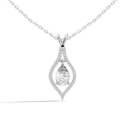 Pear & Round Shape Lab Grown Diamond 10k Solid Rose Gold Elegance Sparkle Diamond Pendant For You - HIGHCARAT DIAMONDS