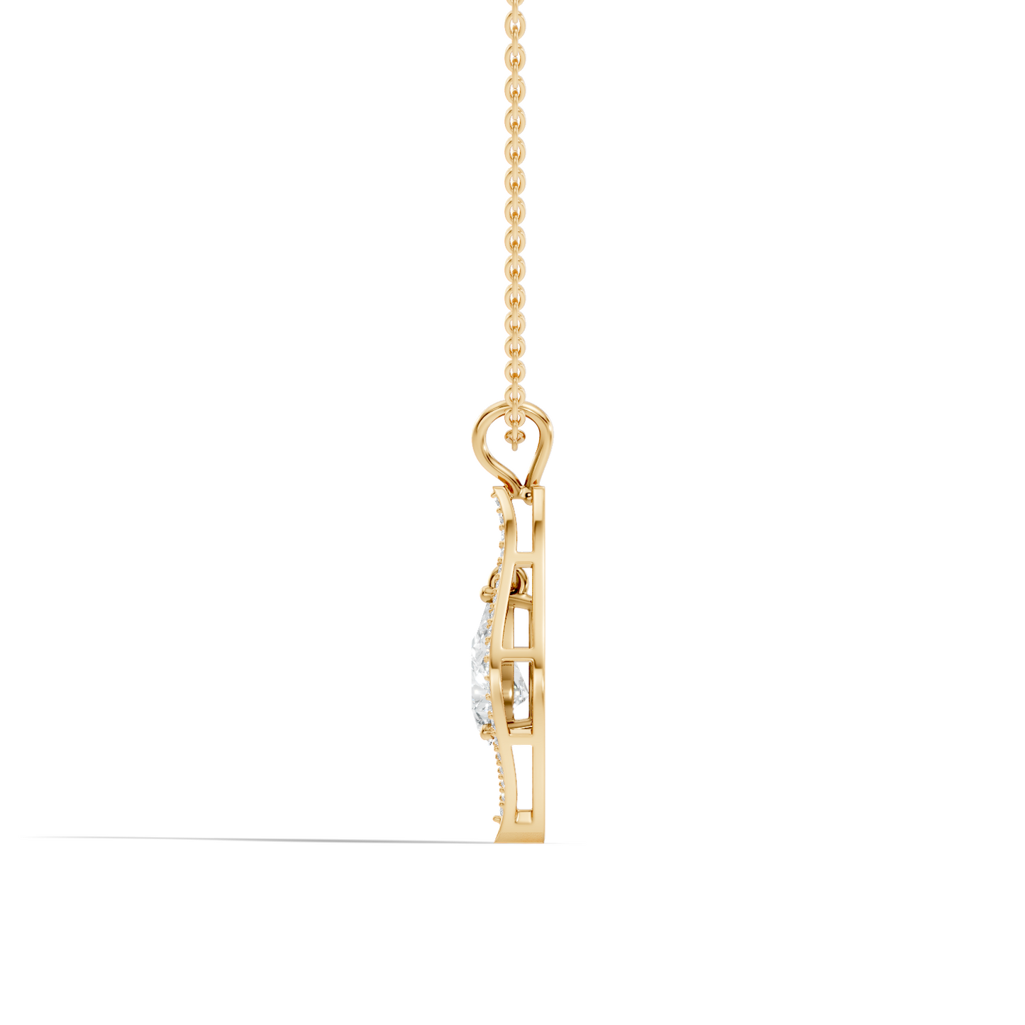Pear & Round Shape Lab Grown Diamond 10k Solid Rose Gold Elegance Sparkle Diamond Pendant For You - HIGHCARAT DIAMONDS