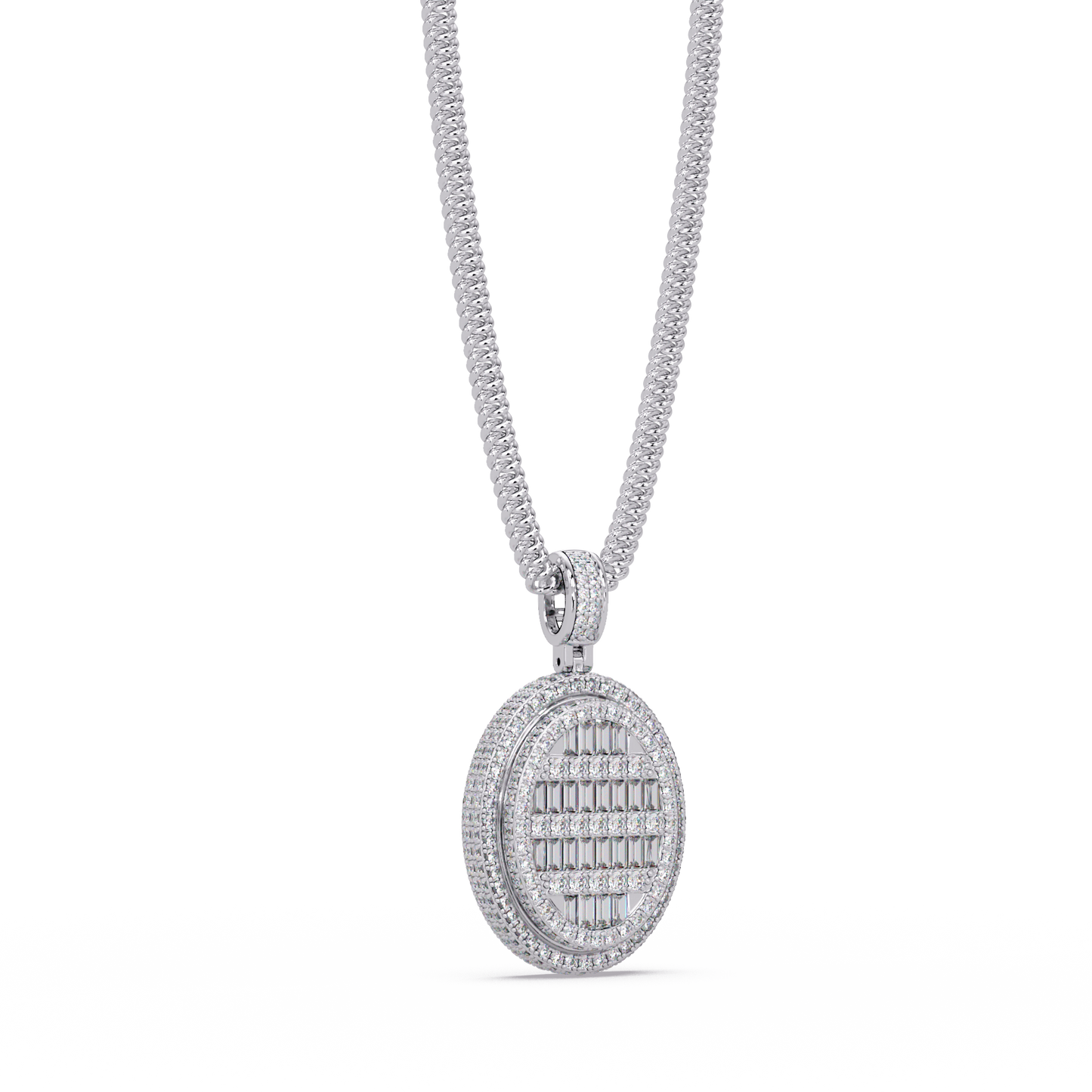 Oval Shape Baguette Cut Lab Grown Diamond Pendant - HIGHCARAT DIAMONDS