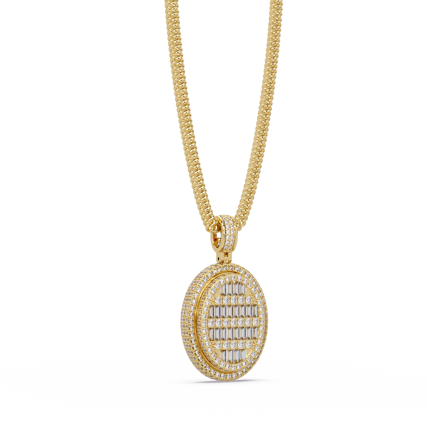 Oval Shape Baguette Cut Lab Grown Diamond Pendant - HIGHCARAT DIAMONDS