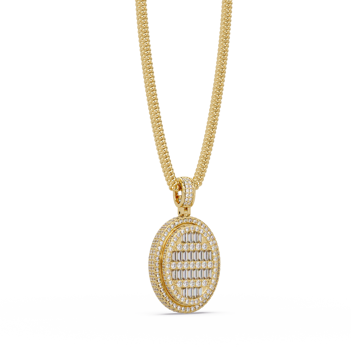 Oval Shape Baguette Cut Lab Grown Diamond Pendant - HIGHCARAT DIAMONDS