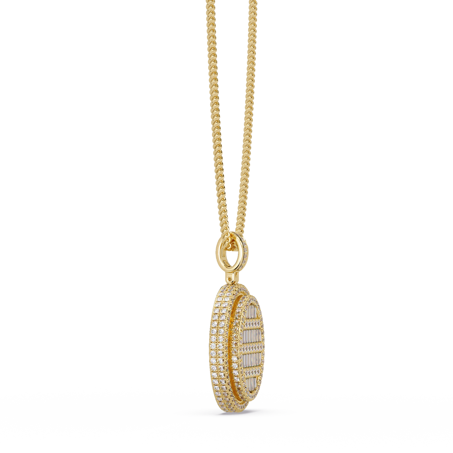Oval Shape Baguette Cut Lab Grown Diamond Pendant - HIGHCARAT DIAMONDS
