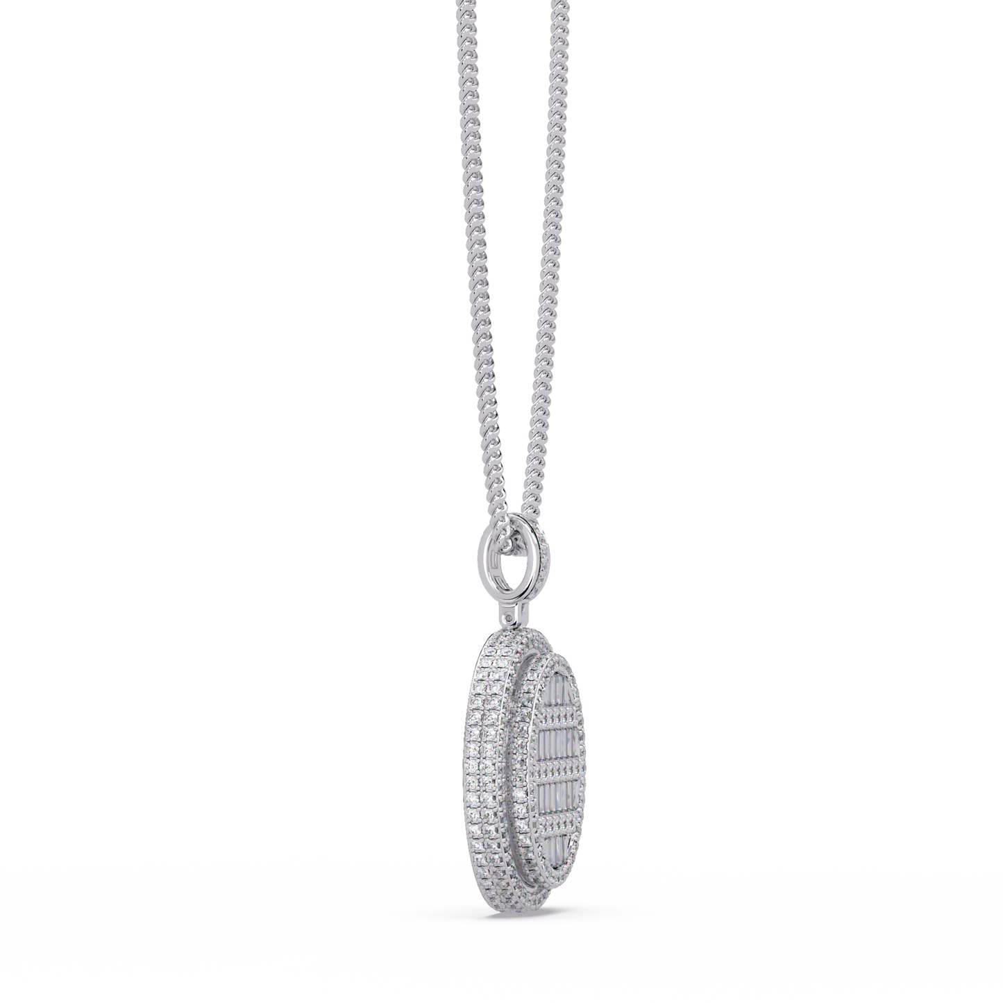 Oval Shape Baguette Cut Lab Grown Diamond Pendant - HIGHCARAT DIAMONDS
