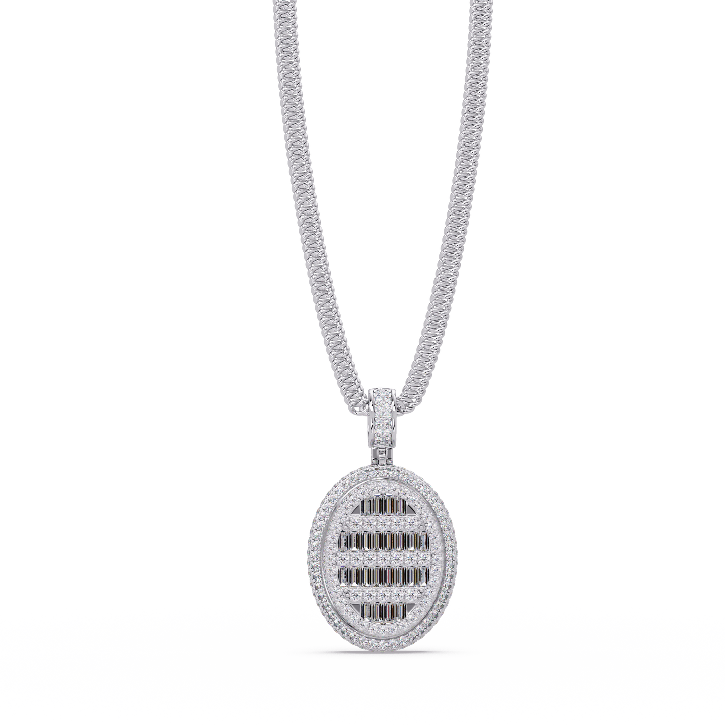 Oval Shape Baguette Cut Lab Grown Diamond Pendant - HIGHCARAT DIAMONDS