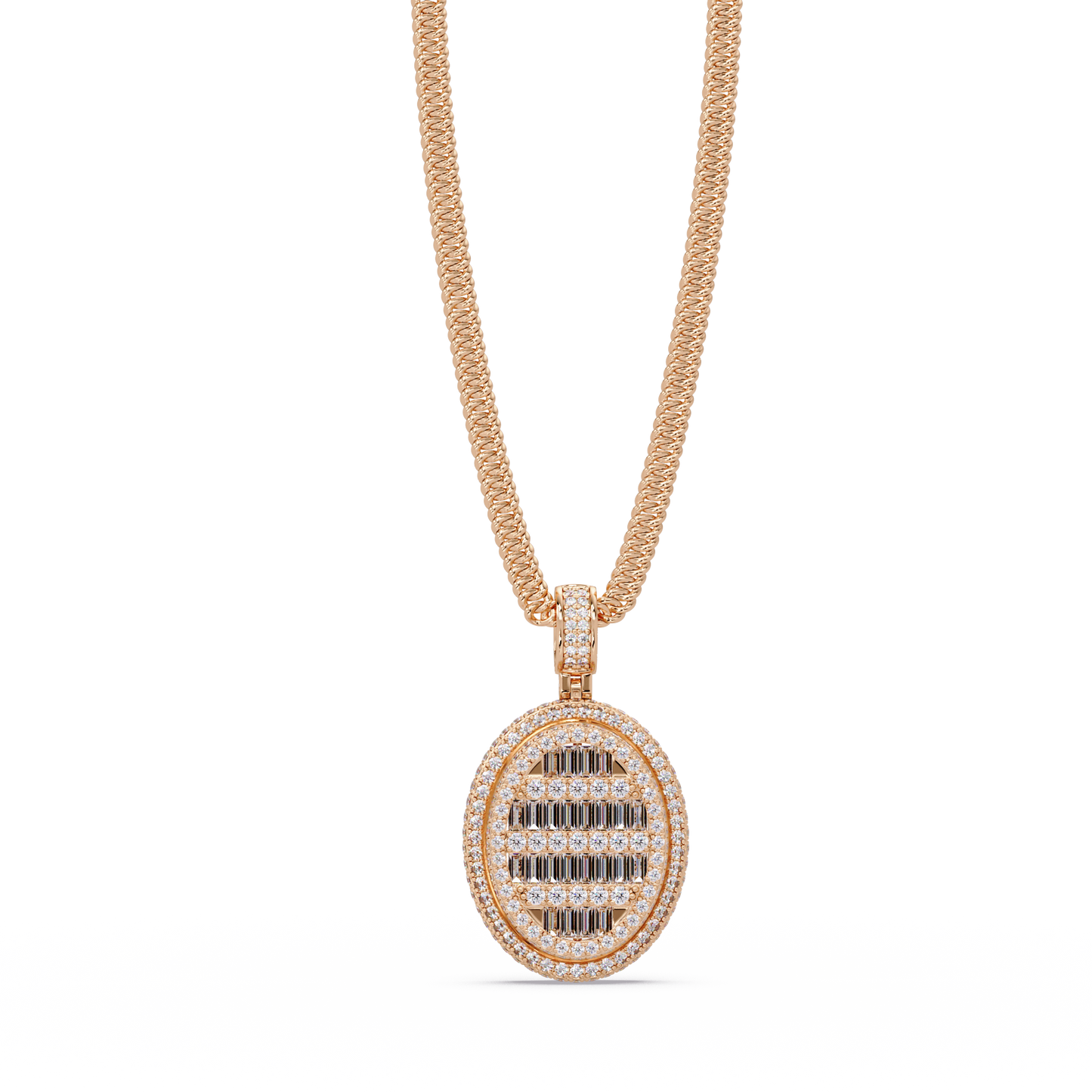 Oval Shape Baguette Cut Lab Grown Diamond Pendant - HIGHCARAT DIAMONDS