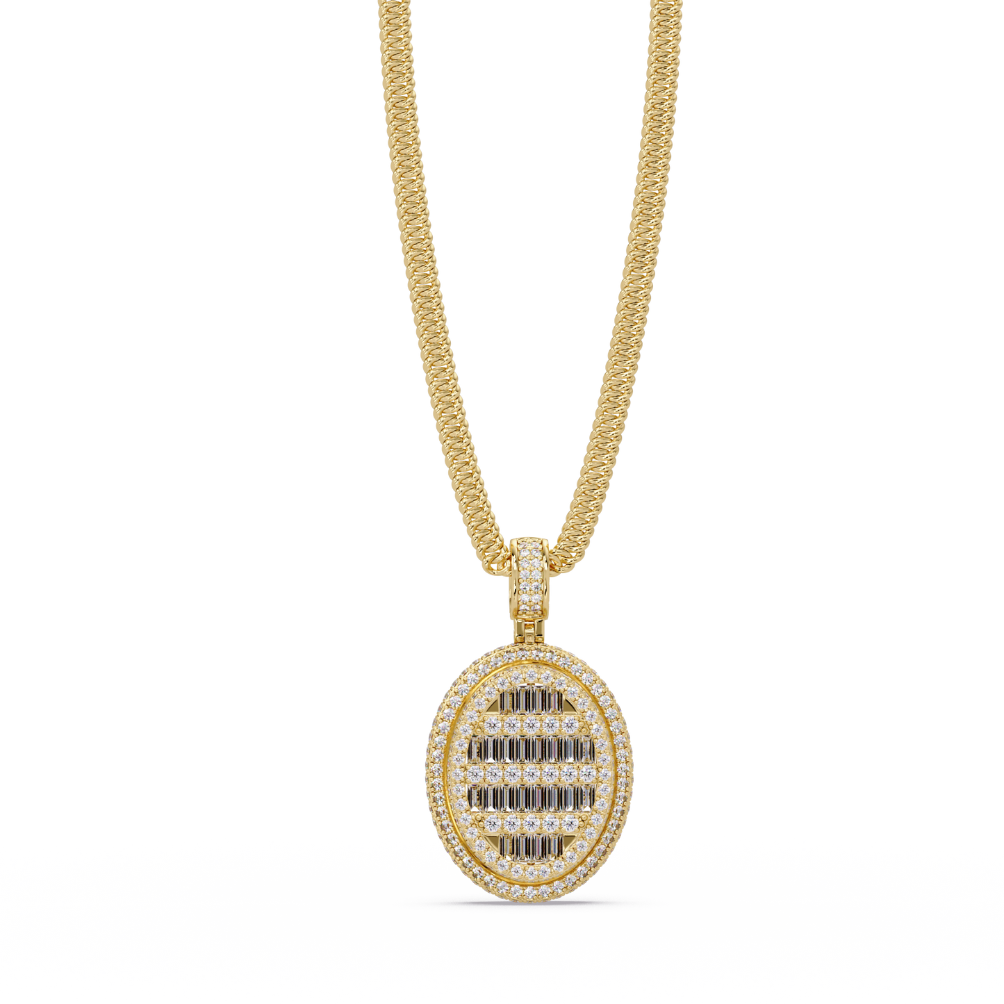 Oval Shape Baguette Cut Lab Grown Diamond Pendant - HIGHCARAT DIAMONDS