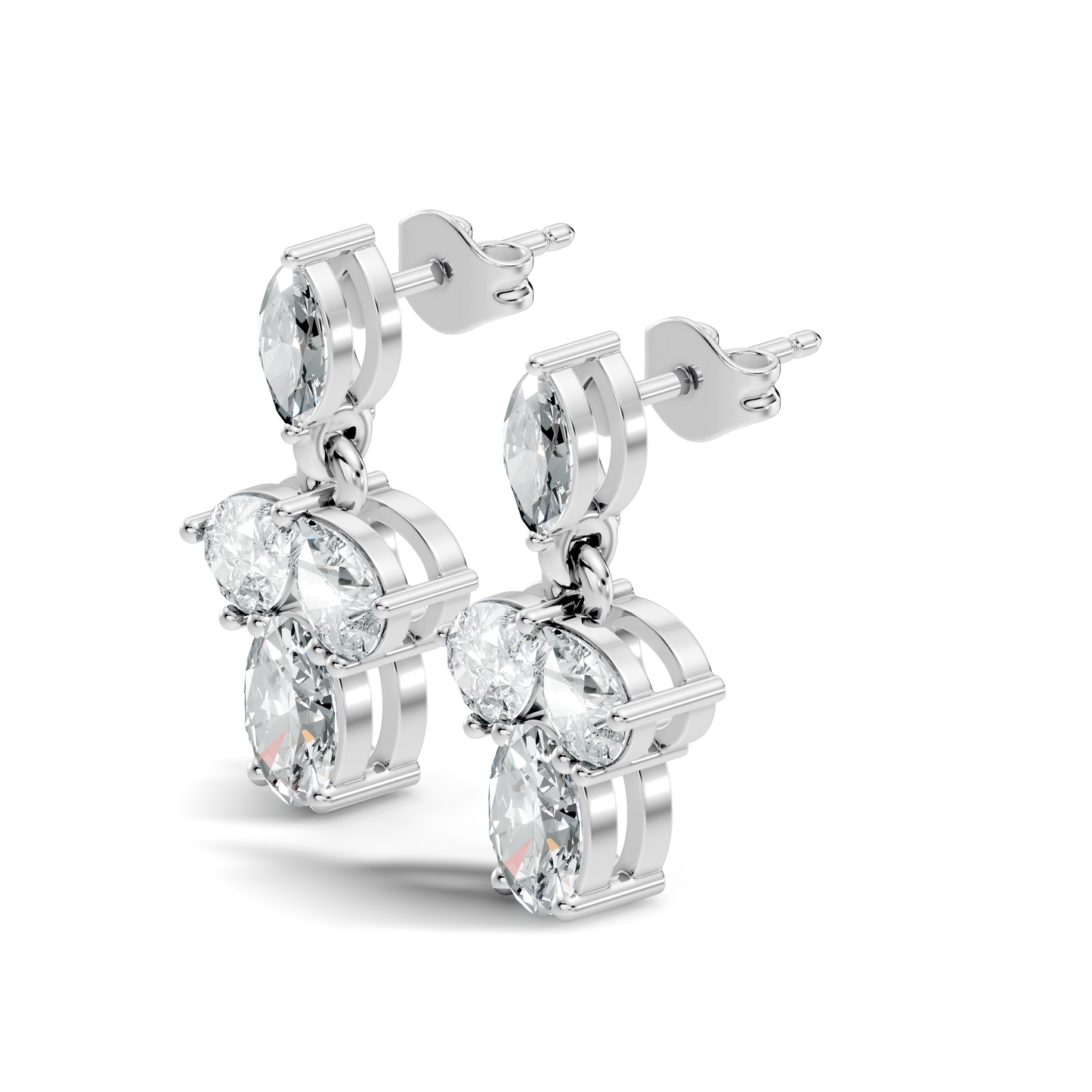 Sparkling Colorless Lab-Grown Diamond Stud Earring Oval & Pear Drop Style - HIGHCARAT DIAMONDS