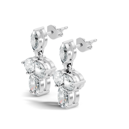Sparkling Colorless Lab-Grown Diamond Stud Earring Oval & Pear Drop Style - HIGHCARAT DIAMONDS