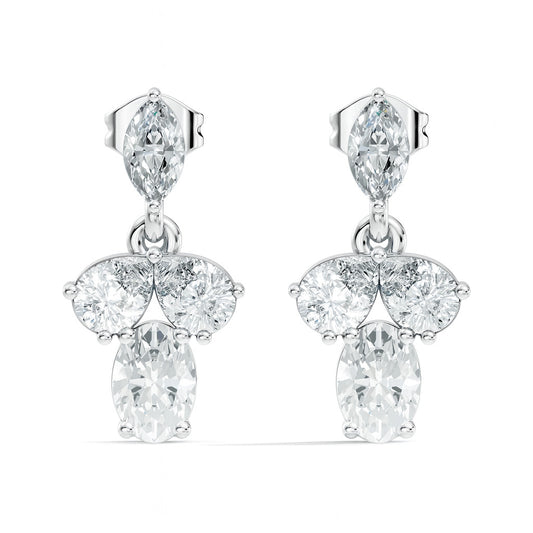 Sparkling Colorless Lab-Grown Diamond Stud Earring Oval & Pear Drop Style - HIGHCARAT DIAMONDS
