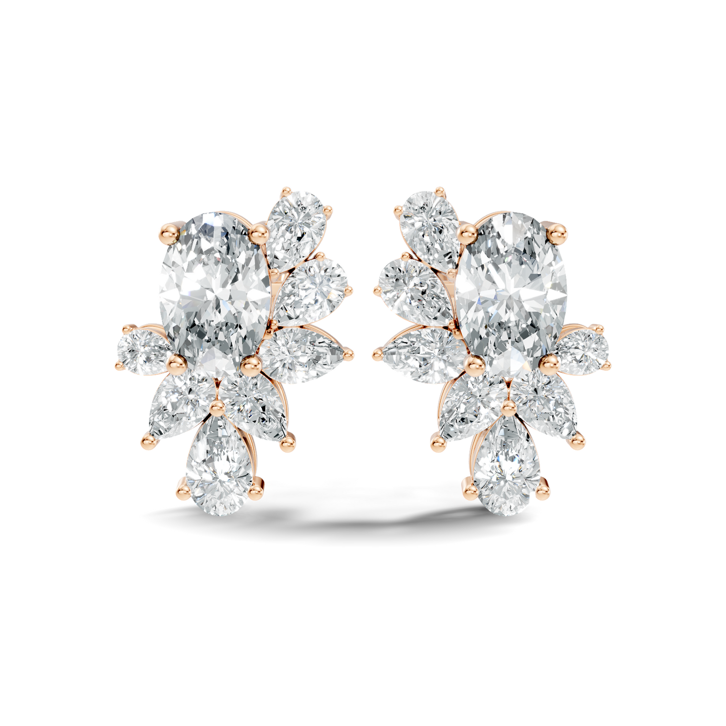 4.08 Ct 18k Solid Rose Gold Pear & Oval Shapes Lab Grown Diamond Occasionally Wear Diamond Earrings For Her - HIGHCARAT DIAMONDS