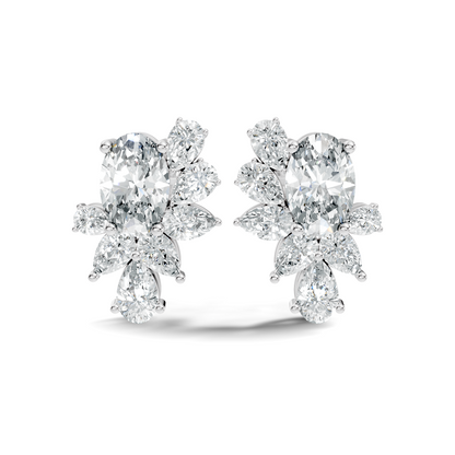 4.08 Ct 18k Solid Rose Gold Pear & Oval Shapes Lab Grown Diamond Occasionally Wear Diamond Earrings For Her - HIGHCARAT DIAMONDS