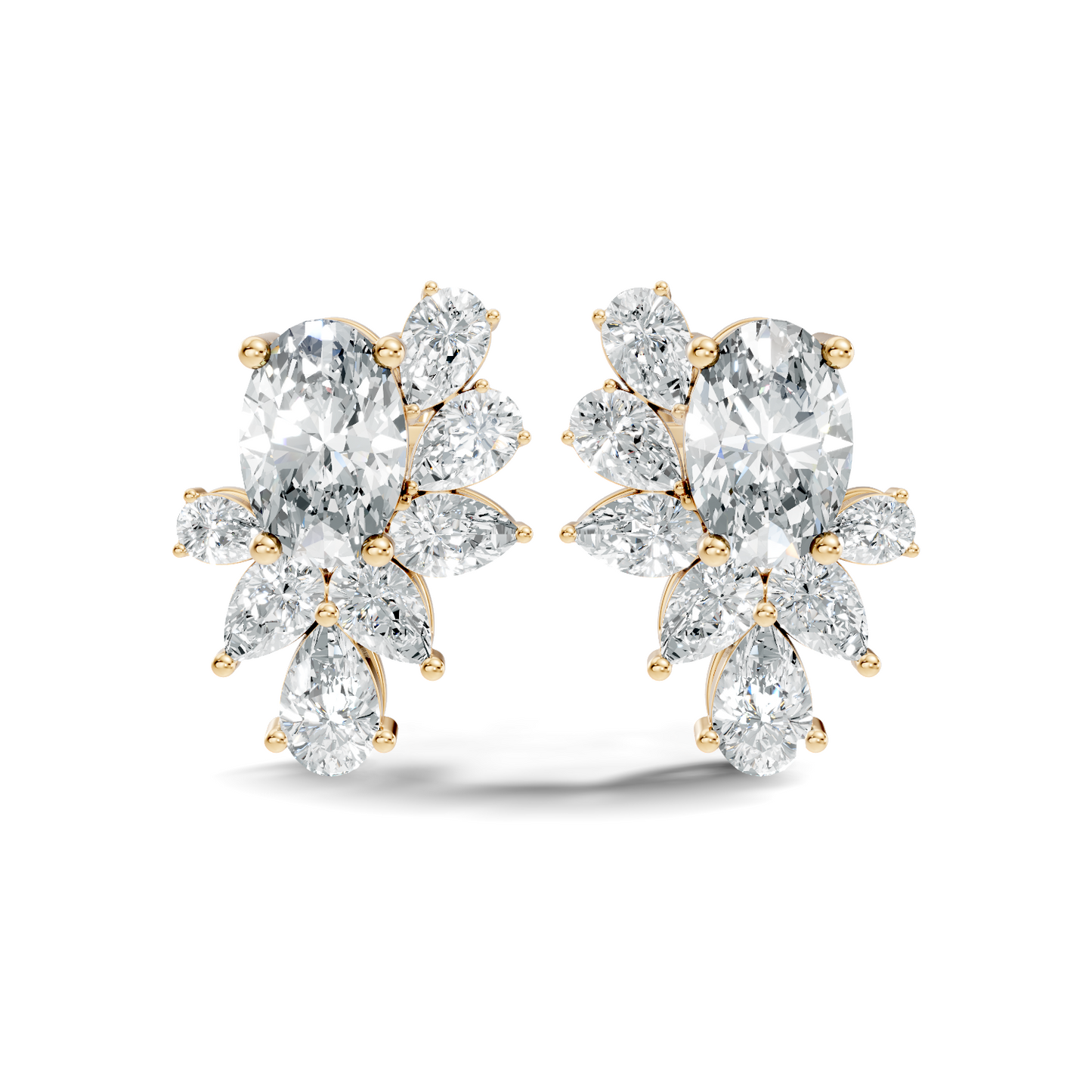 4.08 Ct 18k Solid Rose Gold Pear & Oval Shapes Lab Grown Diamond Occasionally Wear Diamond Earrings For Her - HIGHCARAT DIAMONDS