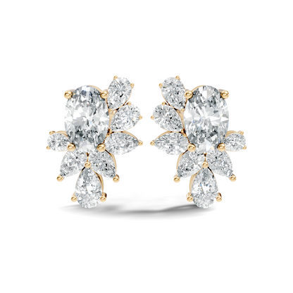 4.08 Ct 18k Solid Rose Gold Pear & Oval Shapes Lab Grown Diamond Occasionally Wear Diamond Earrings For Her - HIGHCARAT DIAMONDS