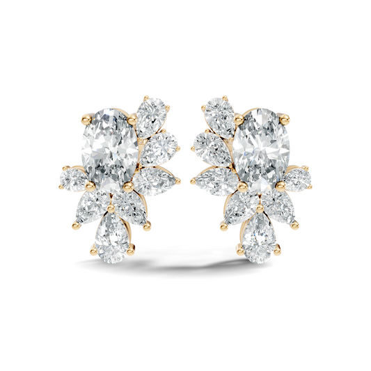 4.08 Ct 18k Solid Rose Gold Pear & Oval Shapes Lab Grown Diamond Occasionally Wear Diamond Earrings For Her - HIGHCARAT DIAMONDS