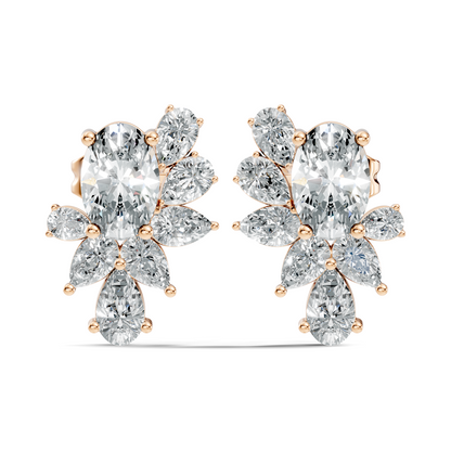 4.08 Ct 18k Solid Rose Gold Pear & Oval Shapes Lab Grown Diamond Occasionally Wear Diamond Earrings For Her - HIGHCARAT DIAMONDS