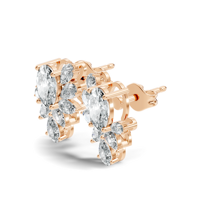 4.08 Ct 18k Solid Rose Gold Pear & Oval Shapes Lab Grown Diamond Occasionally Wear Diamond Earrings For Her - HIGHCARAT DIAMONDS