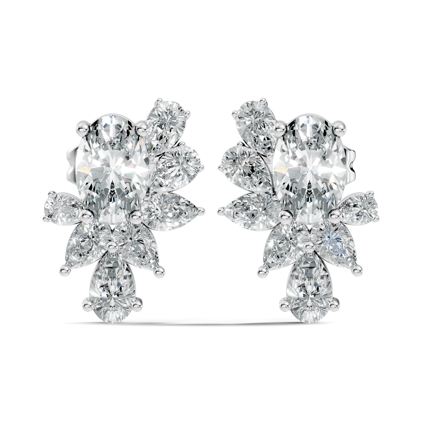 4.08 Ct 18k Solid Rose Gold Pear & Oval Shapes Lab Grown Diamond Occasionally Wear Diamond Earrings For Her - HIGHCARAT DIAMONDS