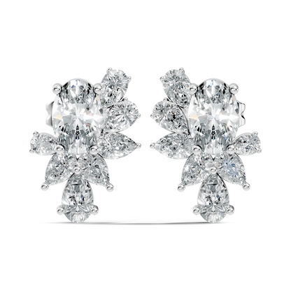 4.08 Ct 18k Solid Rose Gold Pear & Oval Shapes Lab Grown Diamond Occasionally Wear Diamond Earrings For Her - HIGHCARAT DIAMONDS