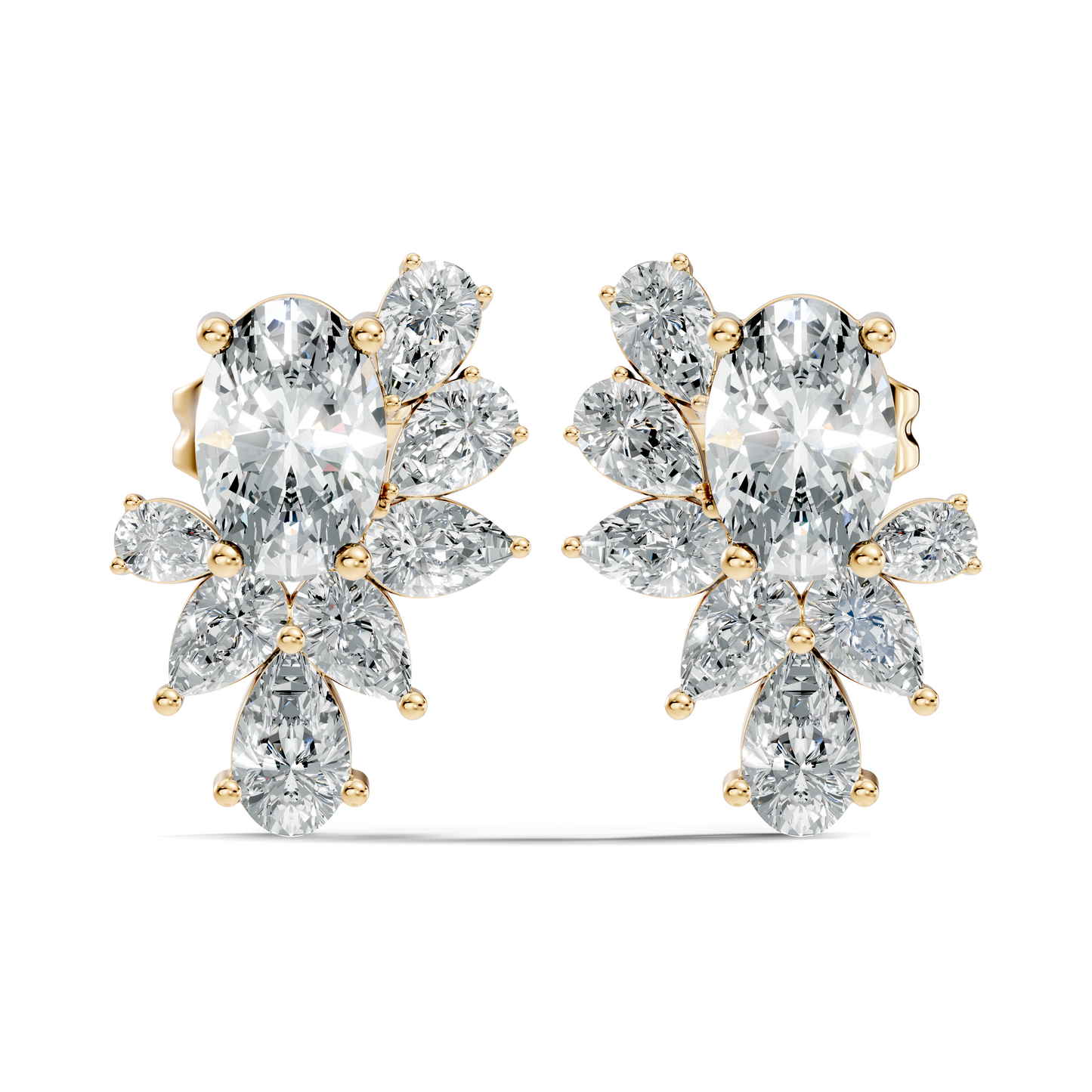 4.08 Ct 18k Solid Rose Gold Pear & Oval Shapes Lab Grown Diamond Occasionally Wear Diamond Earrings For Her - HIGHCARAT DIAMONDS