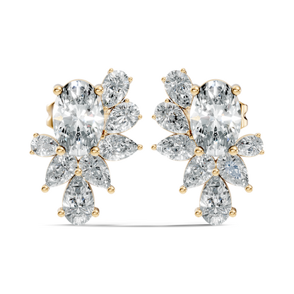 4.08 Ct 18k Solid Rose Gold Pear & Oval Shapes Lab Grown Diamond Occasionally Wear Diamond Earrings For Her - HIGHCARAT DIAMONDS