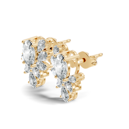 4.08 Ct 18k Solid Rose Gold Pear & Oval Shapes Lab Grown Diamond Occasionally Wear Diamond Earrings For Her - HIGHCARAT DIAMONDS