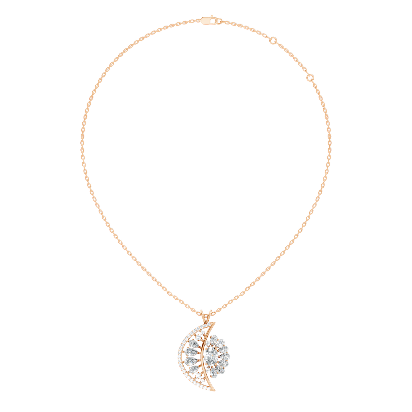 Vintage White Gold Diamond Pendant 3.25 CT Lab-Grown Pear & Oval Diamonds - HIGHCARAT DIAMONDS