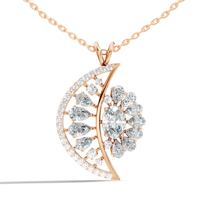 Vintage White Gold Diamond Pendant 3.25 CT Lab-Grown Pear & Oval Diamonds - HIGHCARAT DIAMONDS