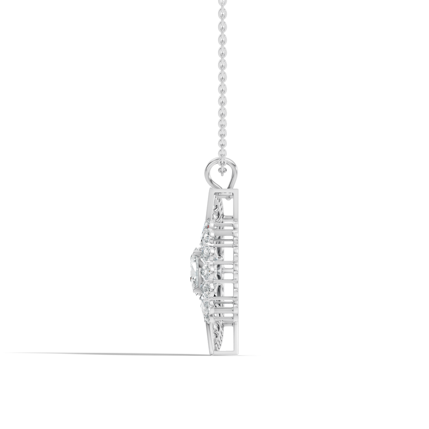 Vintage White Gold Diamond Pendant 3.25 CT Lab-Grown Pear & Oval Diamonds - HIGHCARAT DIAMONDS