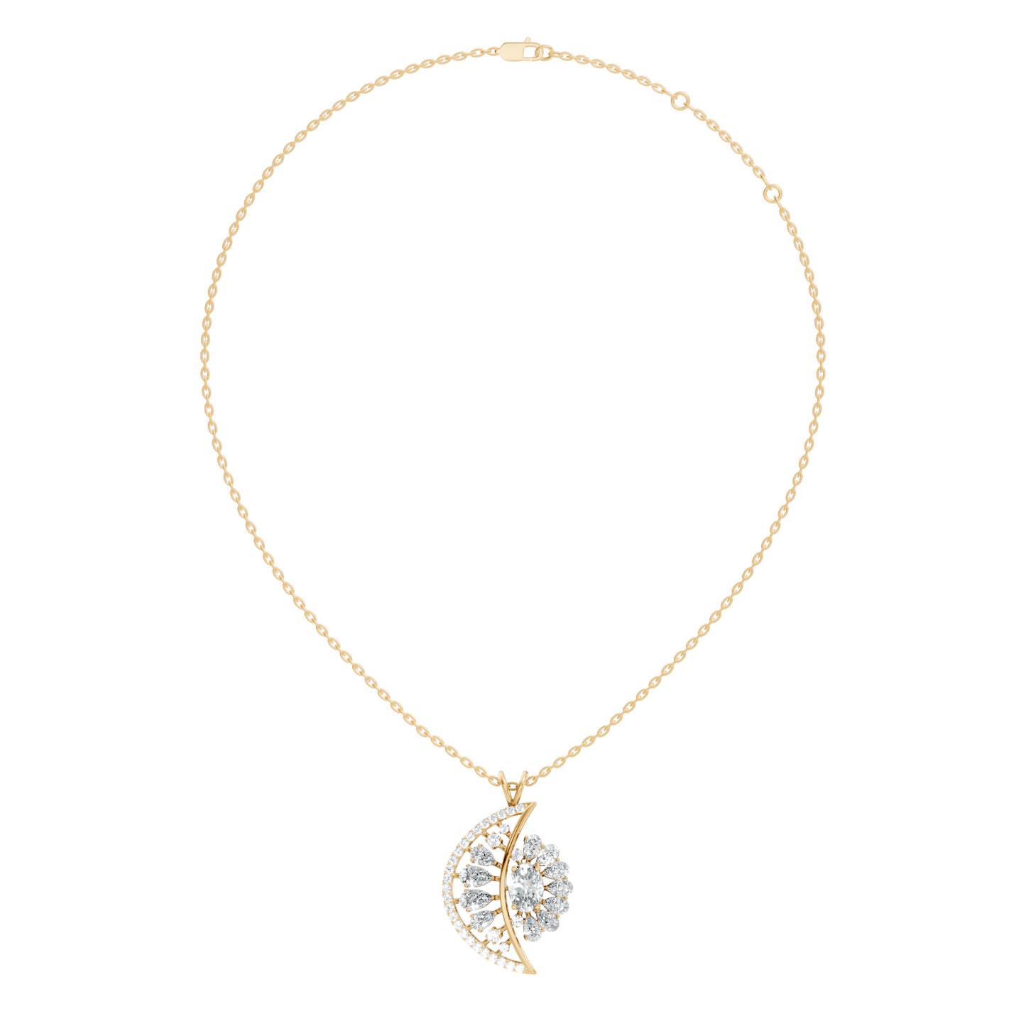 Vintage White Gold Diamond Pendant 3.25 CT Lab-Grown Pear & Oval Diamonds - HIGHCARAT DIAMONDS
