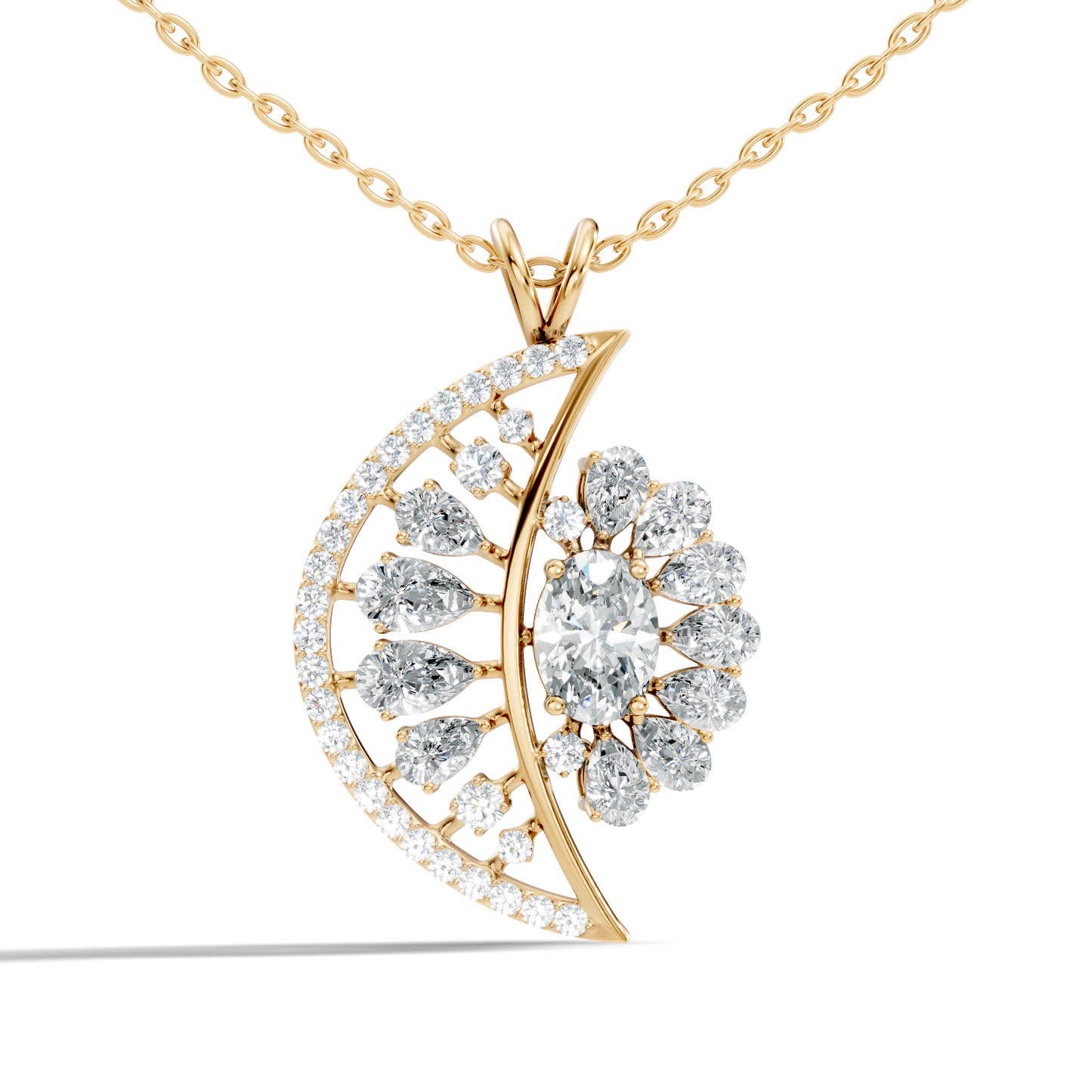 Vintage White Gold Diamond Pendant 3.25 CT Lab-Grown Pear & Oval Diamonds - HIGHCARAT DIAMONDS