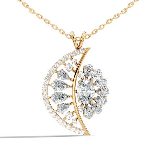 Vintage White Gold Diamond Pendant 3.25 CT Lab-Grown Pear & Oval Diamonds - HIGHCARAT DIAMONDS
