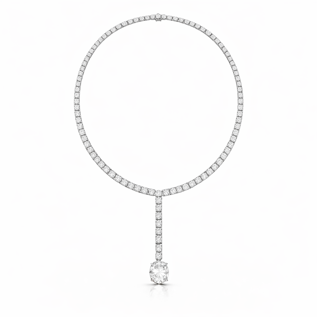 Oval Shape Lab Grown 10k Solid Rose Gold Fabulous Unique Diamond Necklace For Birthday Gift - HIGHCARAT DIAMONDS