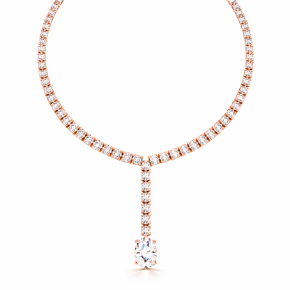 Oval Shape Lab Grown 10k Solid Rose Gold Fabulous Unique Diamond Necklace For Birthday Gift - HIGHCARAT DIAMONDS