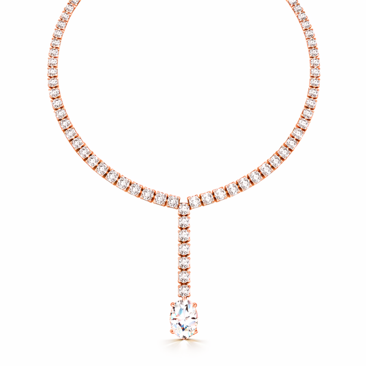 Oval Shape Lab Grown 10k Solid Rose Gold Fabulous Unique Diamond Necklace For Birthday Gift - HIGHCARAT DIAMONDS