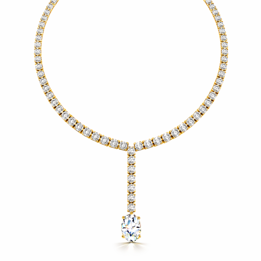 Oval Shape Lab Grown 10k Solid Rose Gold Fabulous Unique Diamond Necklace For Birthday Gift - HIGHCARAT DIAMONDS