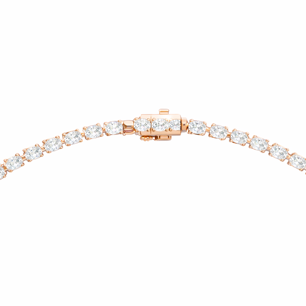 Oval Shape Lab Grown 10k Solid Rose Gold Fabulous Unique Diamond Necklace For Birthday Gift - HIGHCARAT DIAMONDS