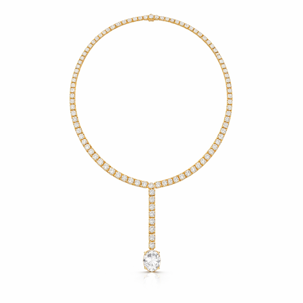 Oval Shape Lab Grown 10k Solid Rose Gold Fabulous Unique Diamond Necklace For Birthday Gift - HIGHCARAT DIAMONDS