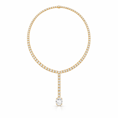 Oval Shape Lab Grown 10k Solid Rose Gold Fabulous Unique Diamond Necklace For Birthday Gift - HIGHCARAT DIAMONDS