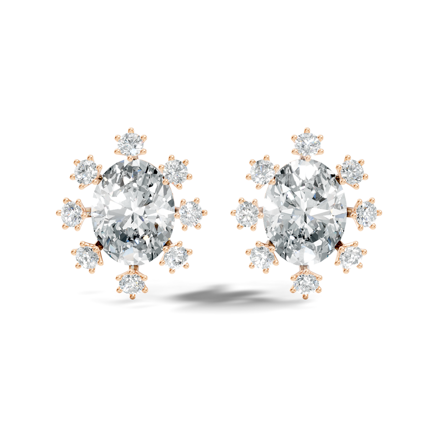 Oval & Round Shapes 4.51 Ct Lab Grown Diamond Esthetic Studs Diamond Earrings For Women - HIGHCARAT DIAMONDS