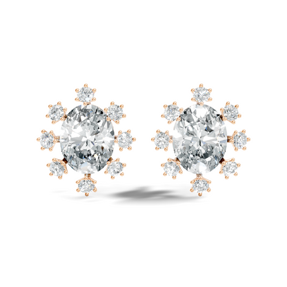 Oval & Round Shapes 4.51 Ct Lab Grown Diamond Esthetic Studs Diamond Earrings For Women - HIGHCARAT DIAMONDS