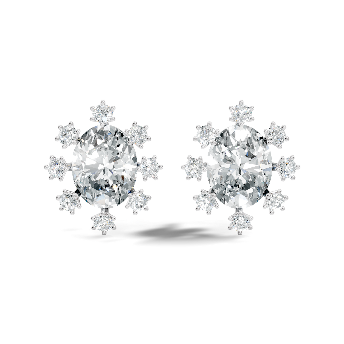 Oval & Round Shapes 4.51 Ct Lab Grown Diamond Esthetic Studs Diamond Earrings For Women - HIGHCARAT DIAMONDS