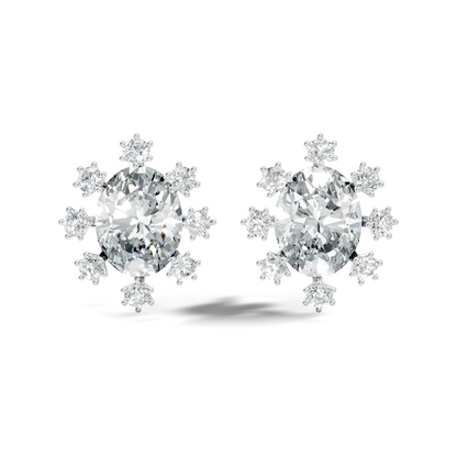 Oval & Round Shapes 4.51 Ct Lab Grown Diamond Esthetic Studs Diamond Earrings For Women - HIGHCARAT DIAMONDS