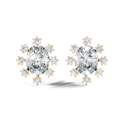 Oval & Round Shapes 4.51 Ct Lab Grown Diamond Esthetic Studs Diamond Earrings For Women - HIGHCARAT DIAMONDS