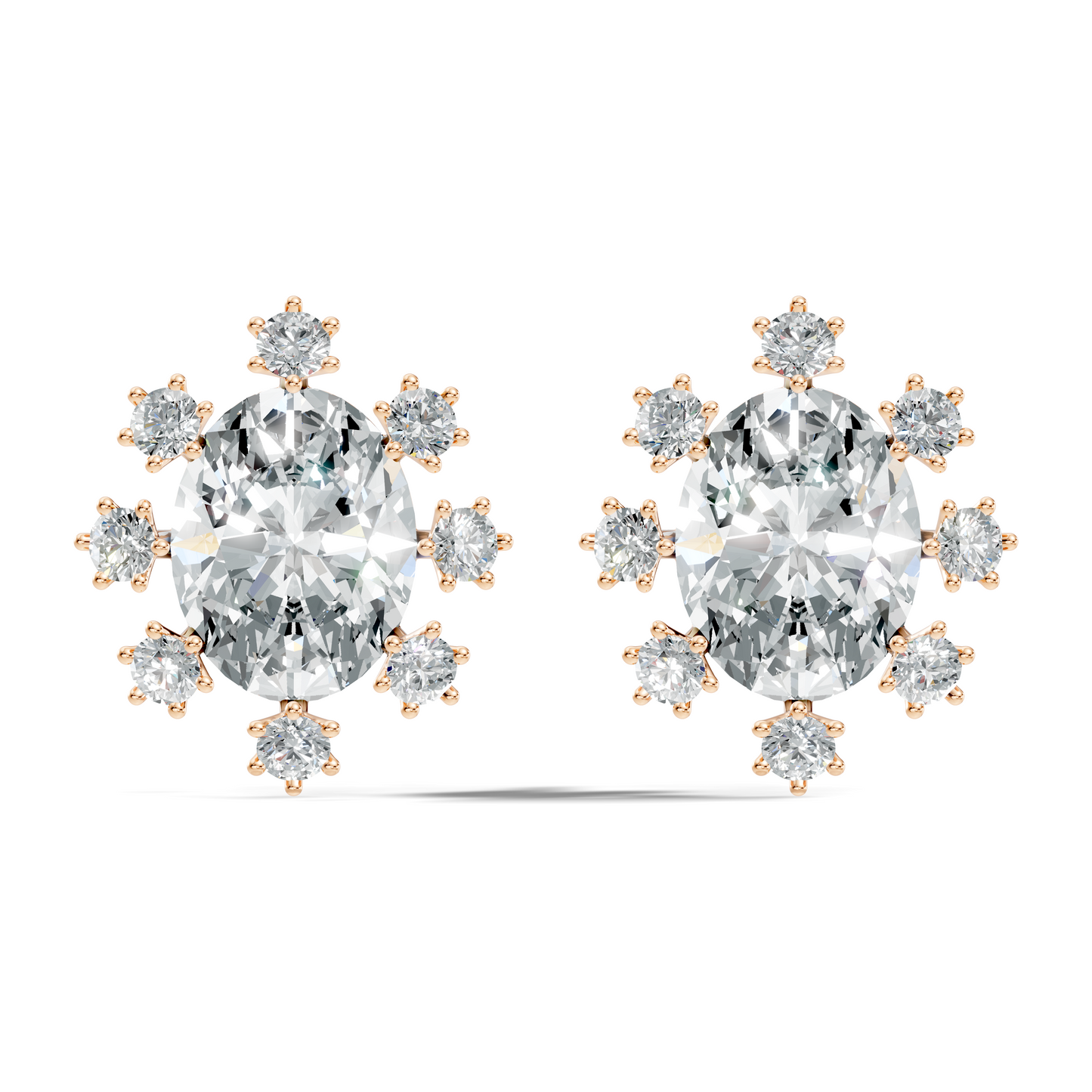 Oval & Round Shapes 4.51 Ct Lab Grown Diamond Esthetic Studs Diamond Earrings For Women - HIGHCARAT DIAMONDS