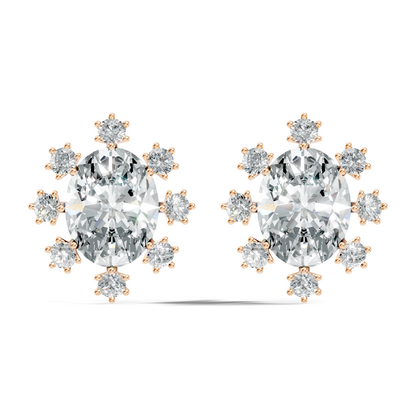 Oval & Round Shapes 4.51 Ct Lab Grown Diamond Esthetic Studs Diamond Earrings For Women - HIGHCARAT DIAMONDS